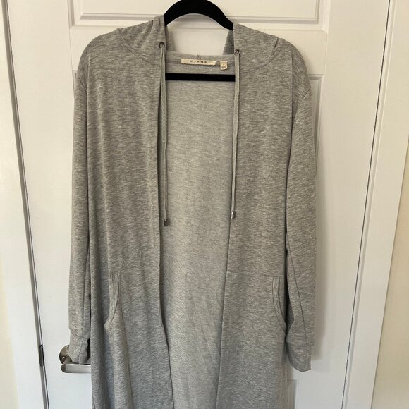 EUC - Large- Light Grey - Long Hooded Cardigan - Picture 1 of 4